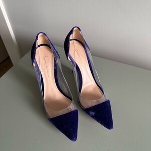 Gianvito Rossi Blue Velvet Women's Shoes